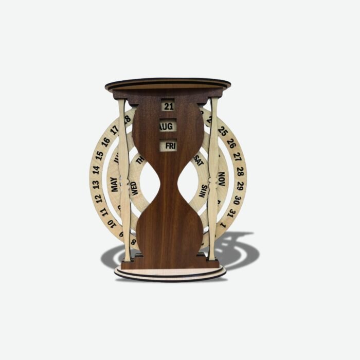 Wooden Hourglass Perpetual Calendar – Artistic Timekeeper